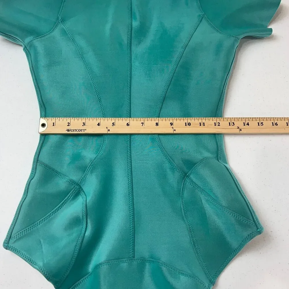 Lisa Marie Fernandez Farrah Swimsuit Size‎ 3 US 6-8 Teal Bonded Zip Up One Piece